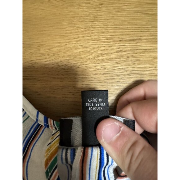 IZ Byer Stripe Top Blouse Tie in Back Size Small Polyester Office Party Teacher - Picture 6 of 10